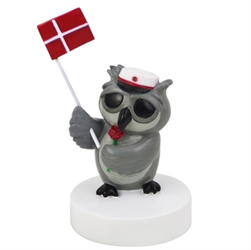 Studenter ugle m. rose - Rød hue, KBF